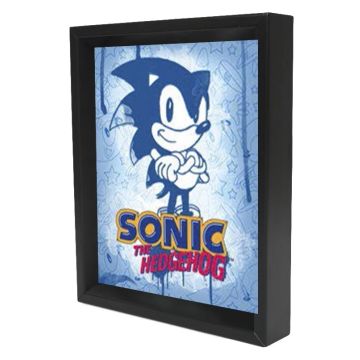 Sonic the Hedgehog - Sonic Spray Paint Blue (8"x10" Lenticular Shadow Box)