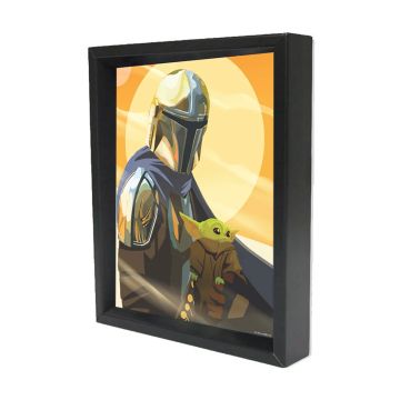 Star Wars - The Mandalorian - Mando & Child (8"x10" Lenticular Shadow Box)